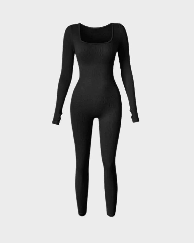 Long Sleeve Square Neck Full Body Shaper Jumpsuit T925
