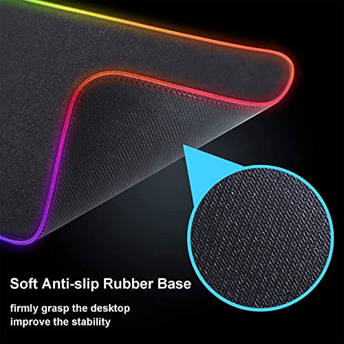 31.5"X15.7" RGB Mouse Pad with Anti-Slip Rubber Base Stitched Frame A855786
