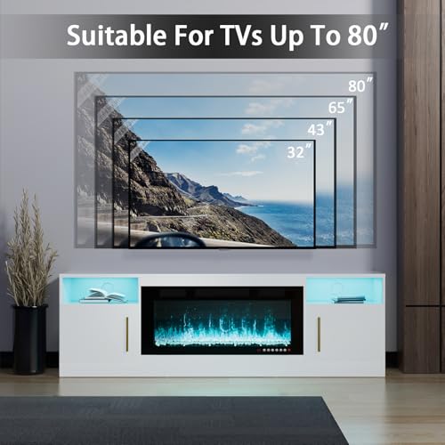 Black 70 Inch Electric Fireplace TV Stand F66858