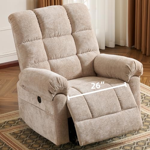 Beige Oversized Power Lift Recliner Chair with Massage and Heat Y903045