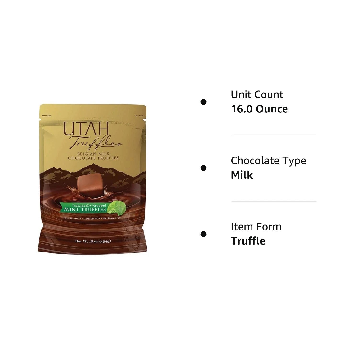 Belgian Milk Mint Chocolate Truffles 16 Oz Bag Q9790