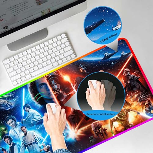 31.5"X15.7" RGB Mouse Pad with Anti-Slip Rubber Base Stitched Frame A855786