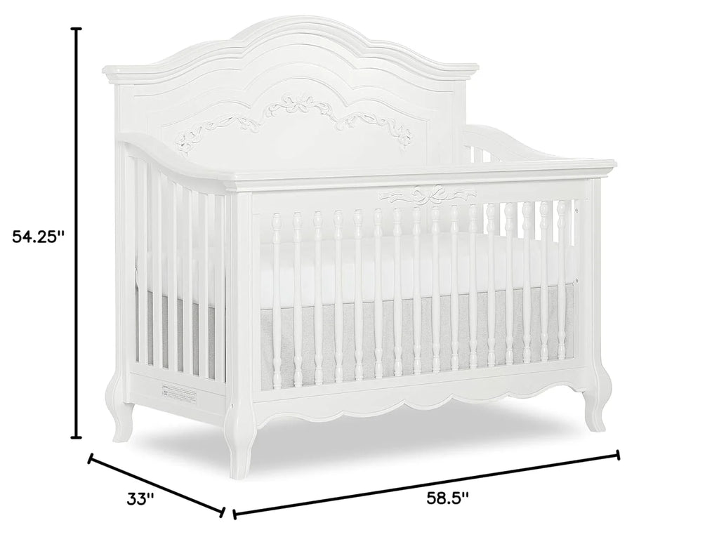 5-in-1 Convertible Crib in Frost, Greenguard Gold Certified, Wooden Baby Crib X39297