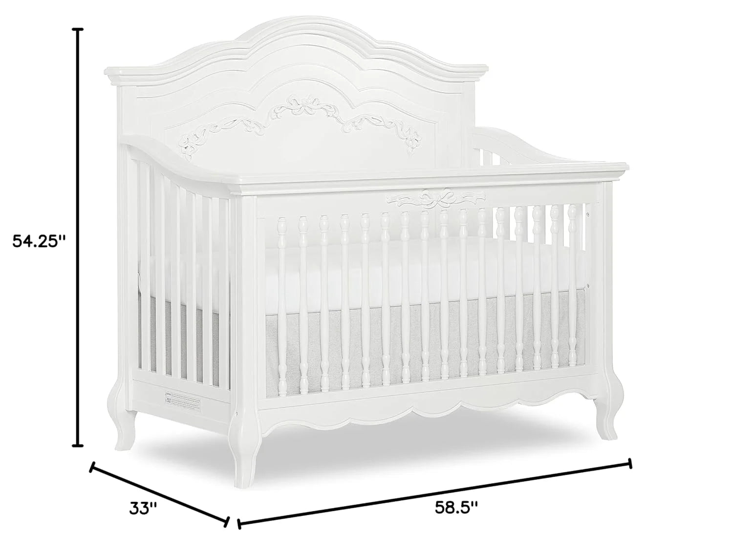 5-in-1 Convertible Crib in Frost, Greenguard Gold Certified, Wooden Baby Crib X39297