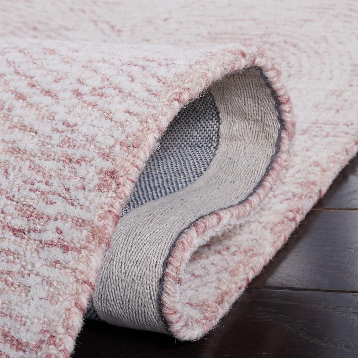 10' x 14' Pink & Ivory Handmade Wool Area Rug O936217