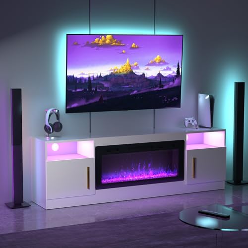 Black 70 Inch Electric Fireplace TV Stand F66858