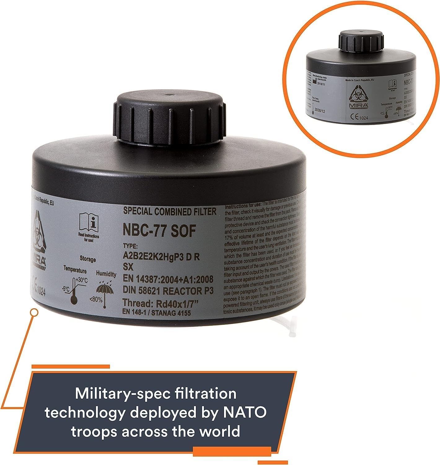 Single 40mm CBRN Gas Mask Filter E921
