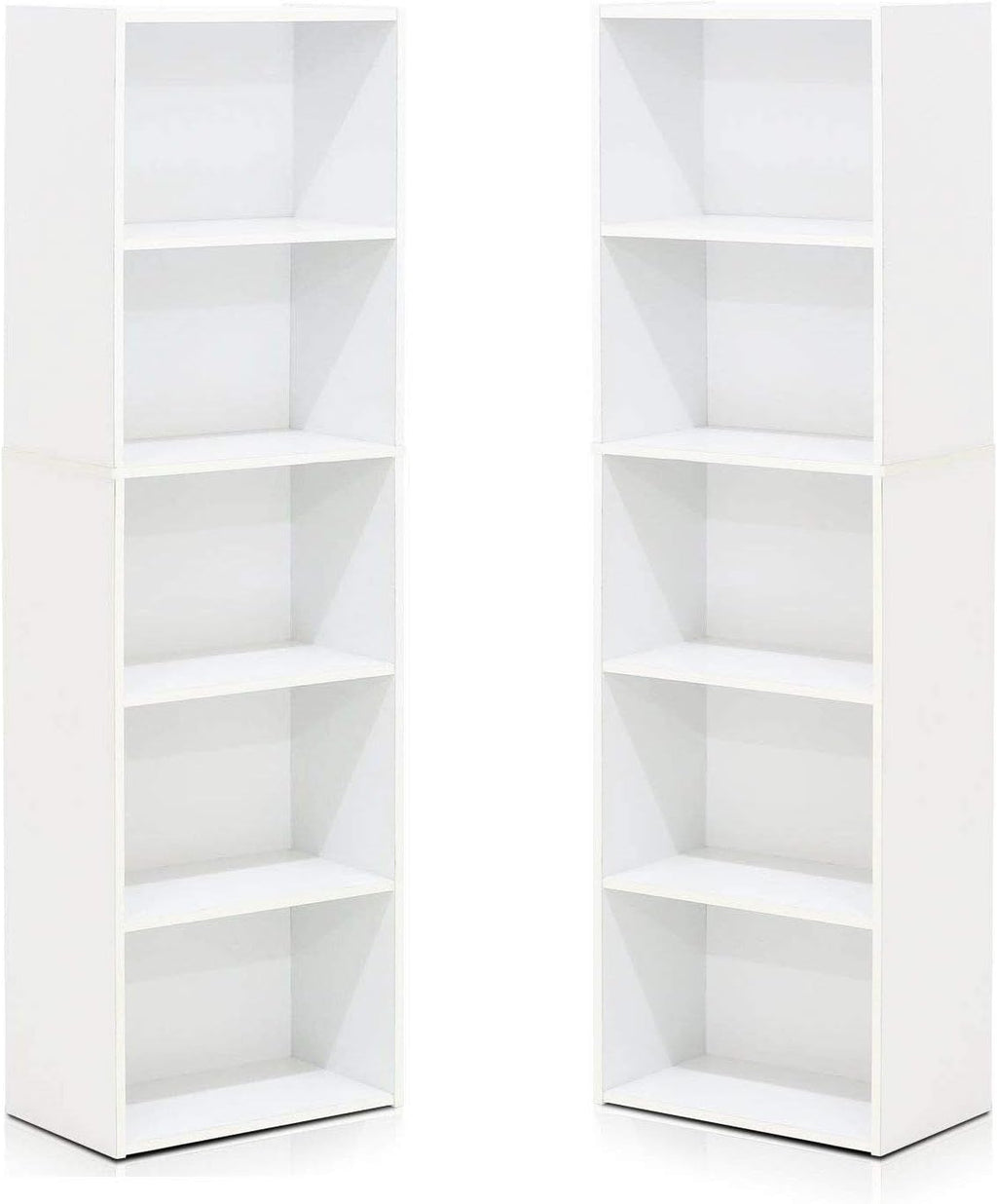 White 2 Pack 5-Tier Open Shelf Bookcase Z4752