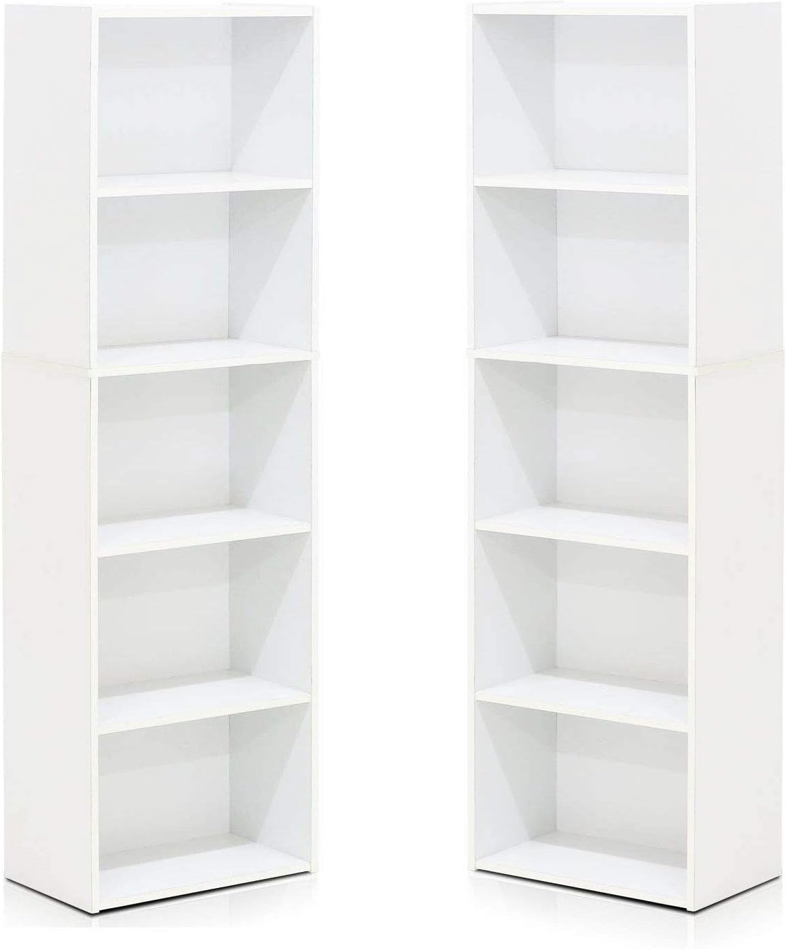 White 2 Pack 5-Tier Open Shelf Bookcase Z4752