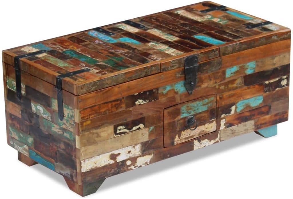Solid Reclaimed Wood Coffee Table Box Chest 31.5"x15.7"x13.8" Z611