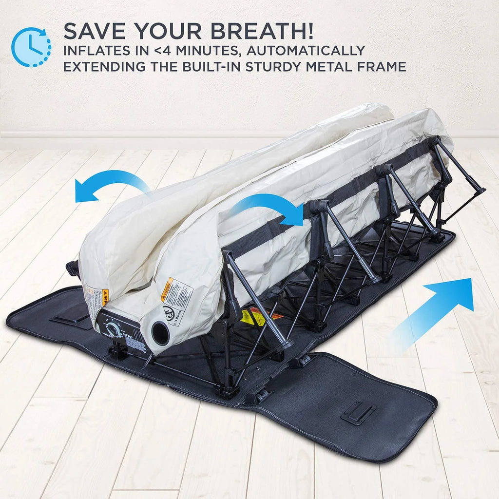 Queen Self Inflatable Air Mattress with Frame & Rolling Case M208950