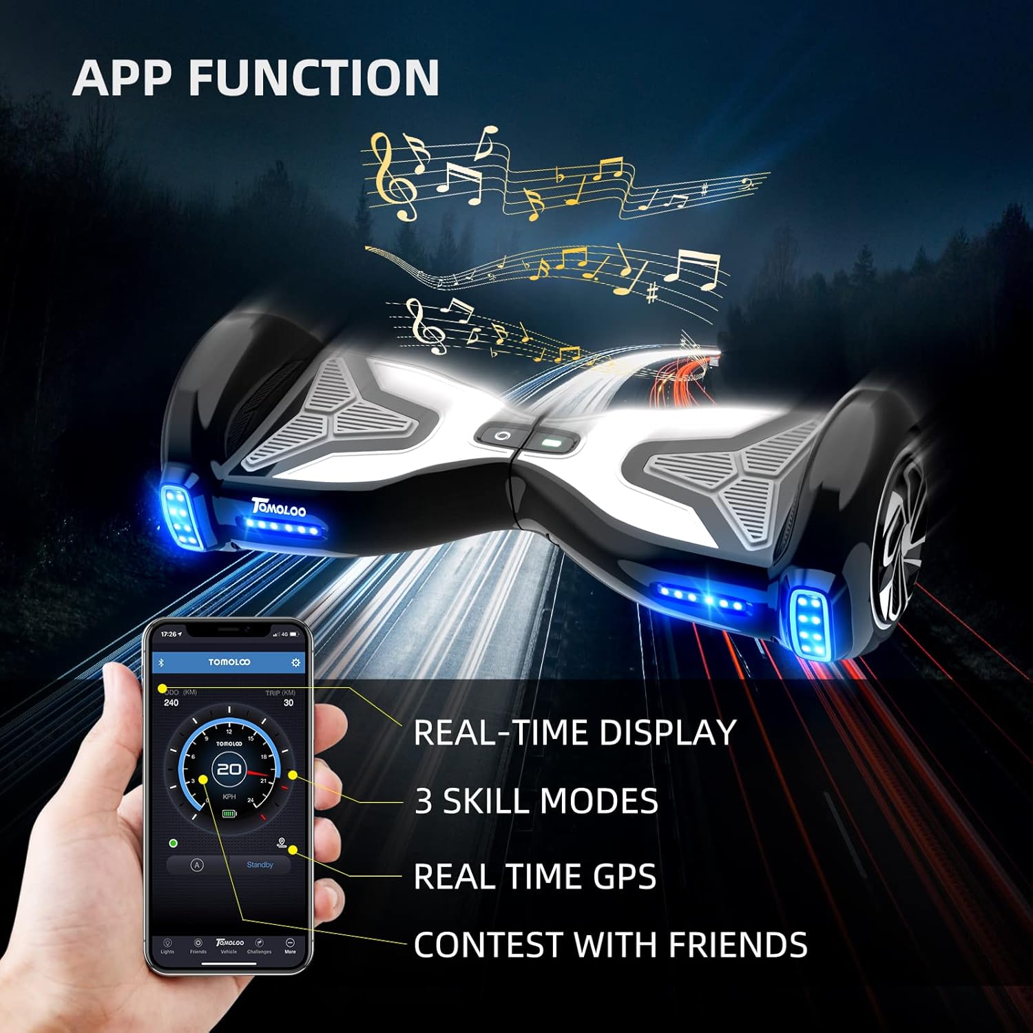 6.5" Self Balancing Scooter with Bluetooth Speaker and LED Lights K9925