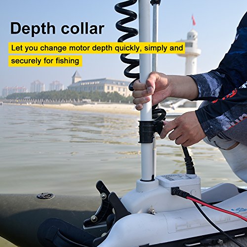 White 12V 55LBS 48 inch Bow Mount Trolling Motor with Remote Control and Quick Release Bracket G205