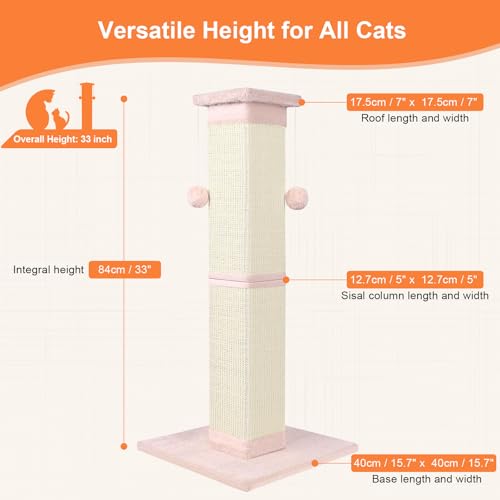 33 Inch Sisal Cat Scratching Post B274