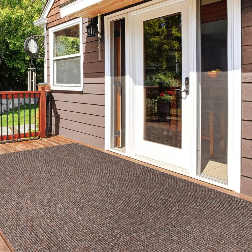 Heavy-Duty Ribbed Indoor Outdoor Carpet - Tuscan Brown - 6 Feet X 10 Feet F5402