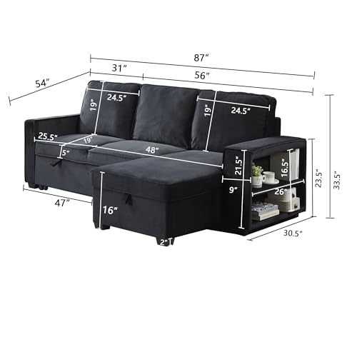 Brown Velvet L-Shaped Sectional Sofa with Storage Chaise X844370