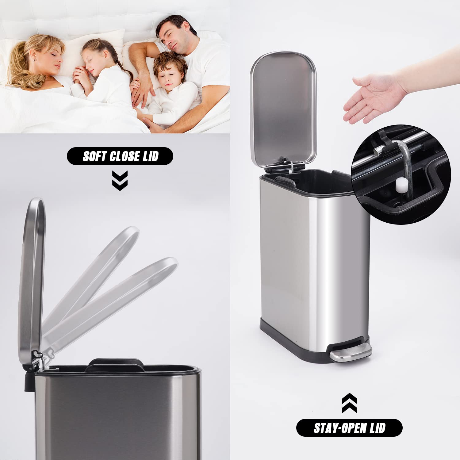 Stainless Steel Step Trash Can 10L Q823
