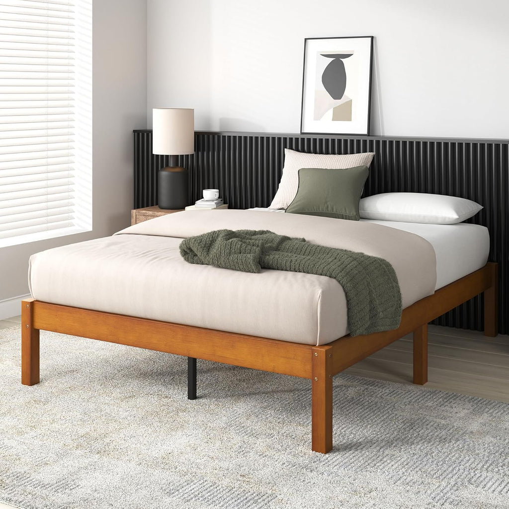 14 Inch Bamboo Platform Bed Frame, Wood Slat Support, Full Q17524