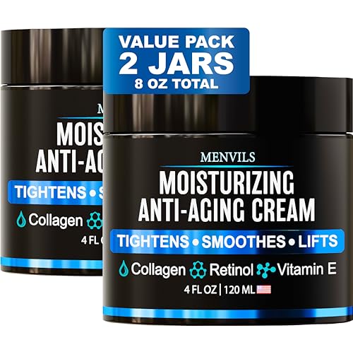 Mens Face Moisturizer Cream with Collagen, Retinol, Vitamins E, Jojoba Oil, 4 oz J6547