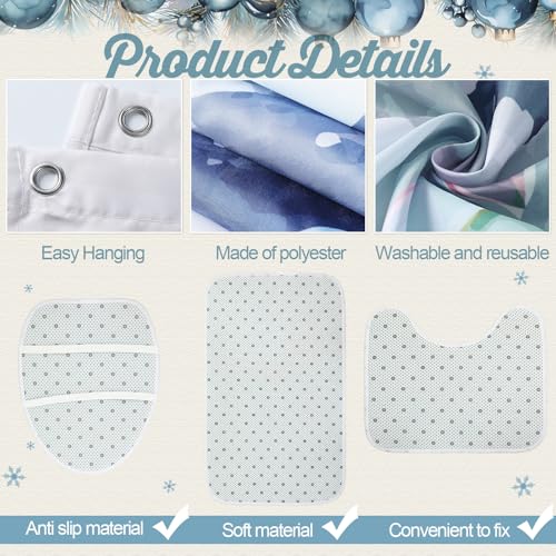 7 Pcs Christmas Shower Curtain Set Non Slip Waterproof Bathroom Accessories L914