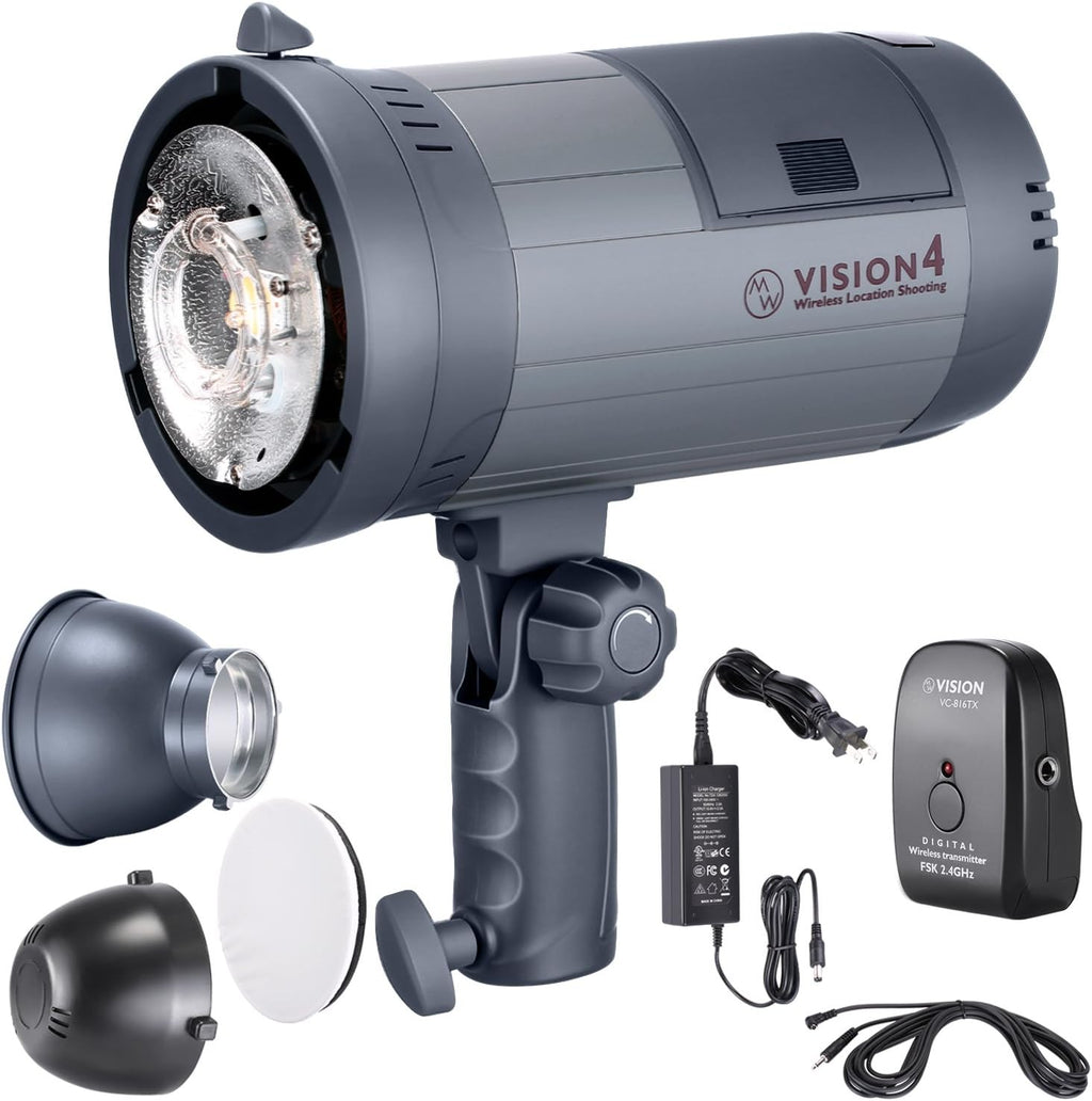 600W Battery Powered Outdoor Studio Flash Strobe Lighting Kit with Translucent White Umbrella and Rectangular Softbox U59043