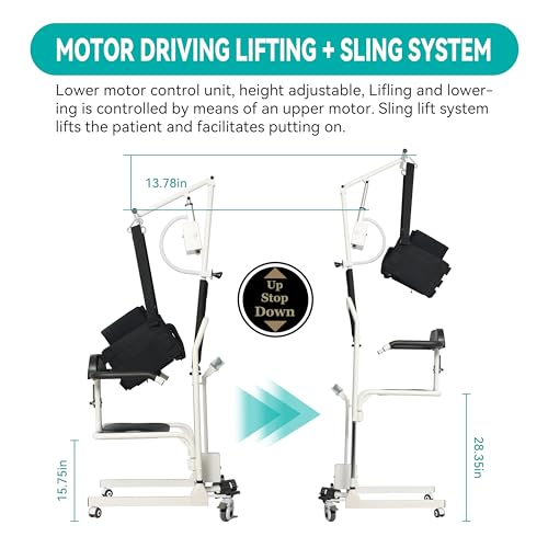 Electric Transfer Chair Patient Lift 180° Split Seat 330 lbs Load-Bearing White Black I4794