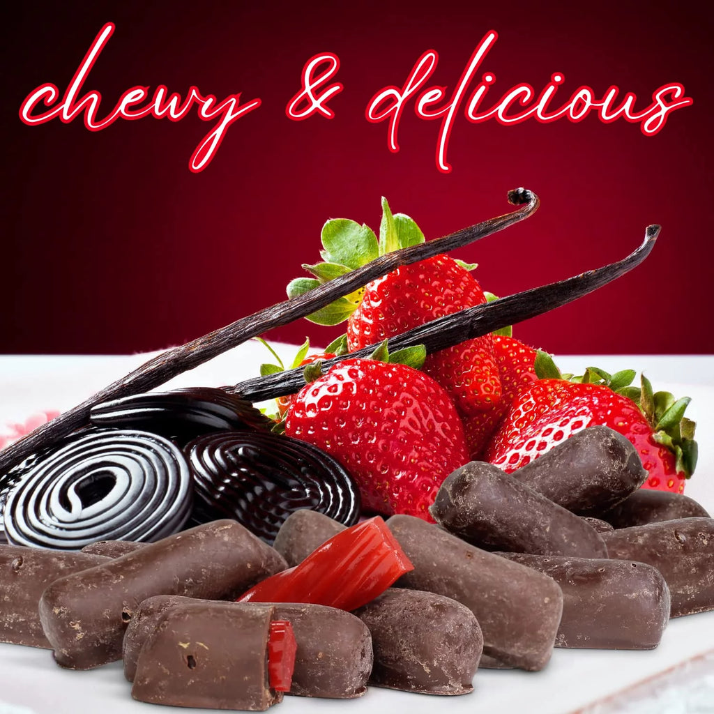 2 Lbs Bag Dark Chocolate Coated Strawberry Licorice Bits N91665