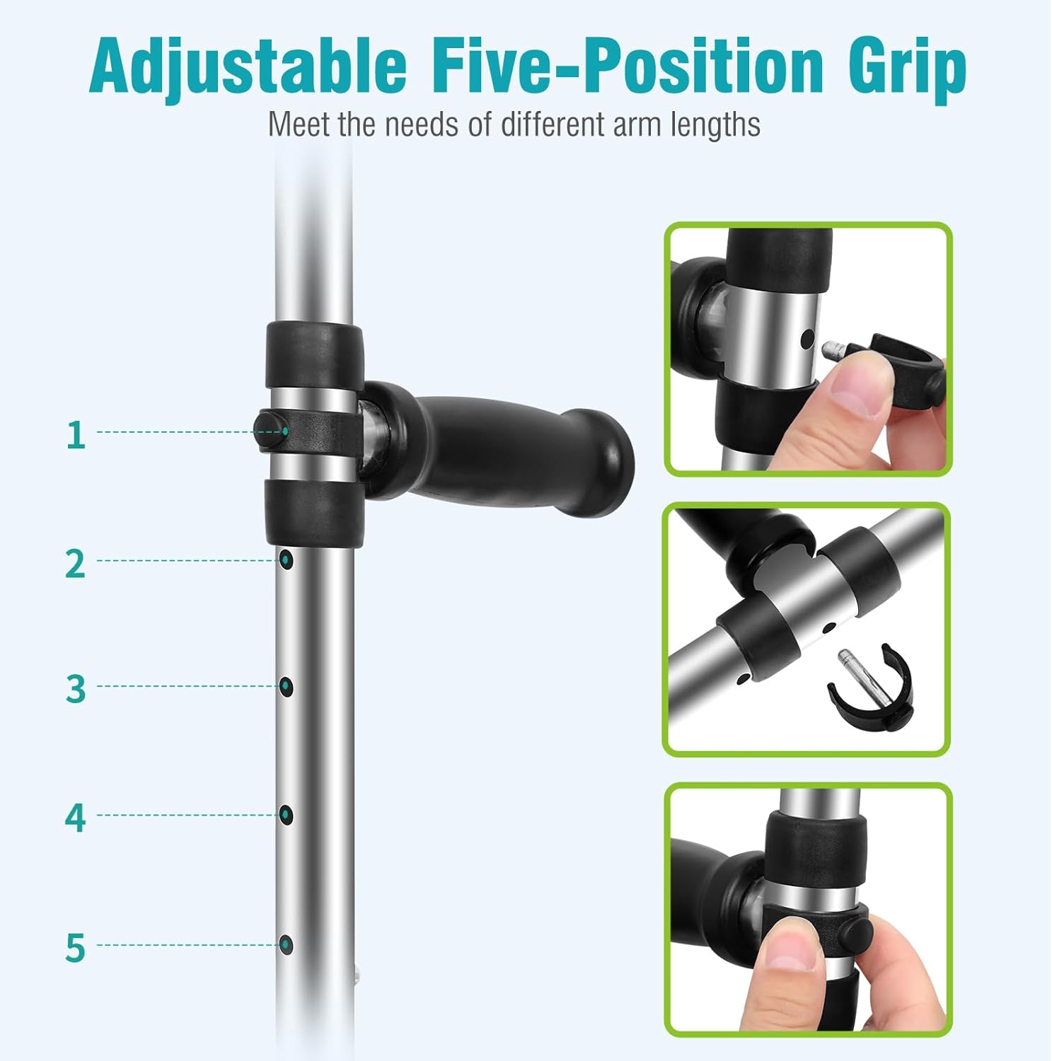 Ergonomic Adjustable Underarm Crutches (1 Pair) X118