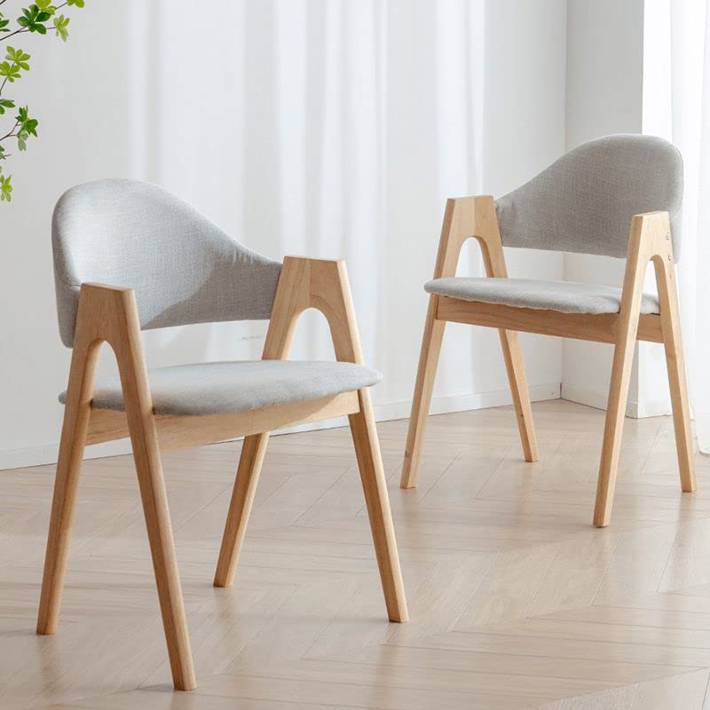 4-Piece Upholstered Arm Chair Natural Wood Side Chair M395