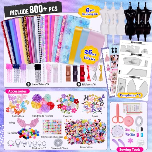 800+Pcs Fashion Designer Kit with 6 Mannequins Sewing Kit A82925