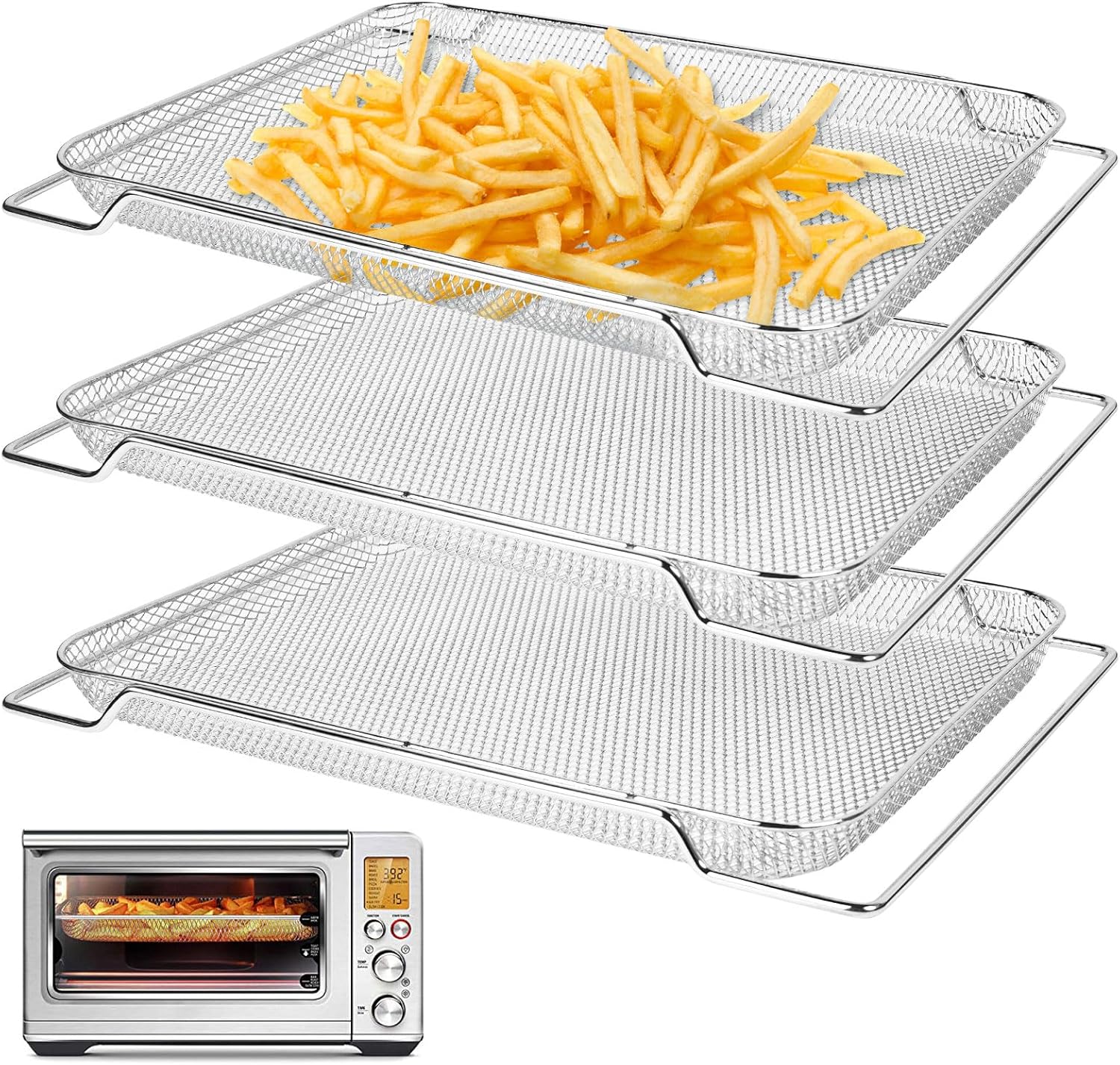 3Pcs Stainless Steel Air Fryer Basket D87697