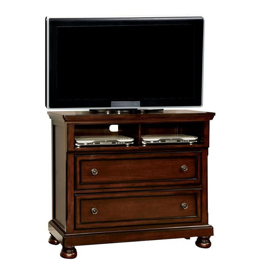 Dark Cherry 2-Drawer Wood Media Chest I21806