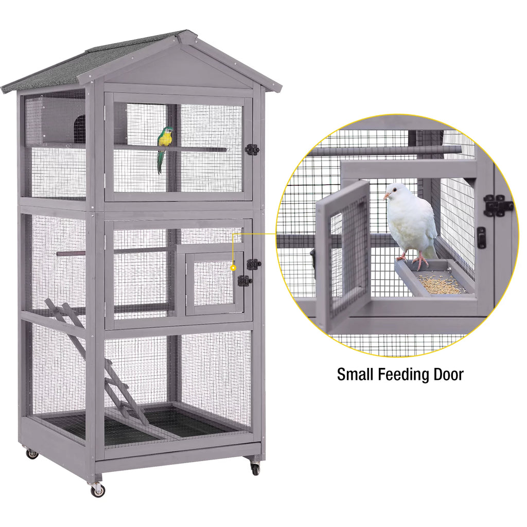 71'' Wooden Birdcage with Stand W36293