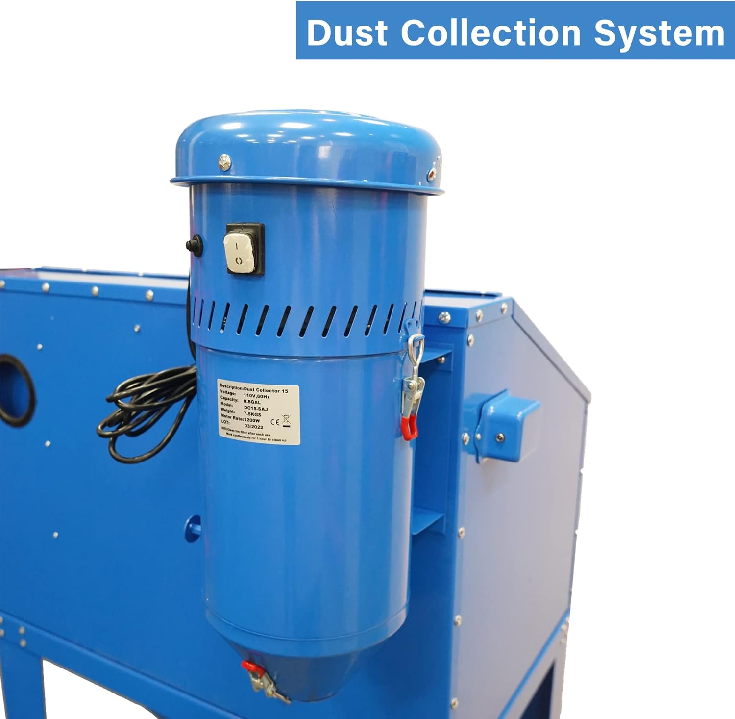 90 Gallon Abrasive Blast Cabinet with Dust Collection Reclaimer System V6826