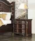 Cherry Finish Nightstand of 3 Drawers J3984