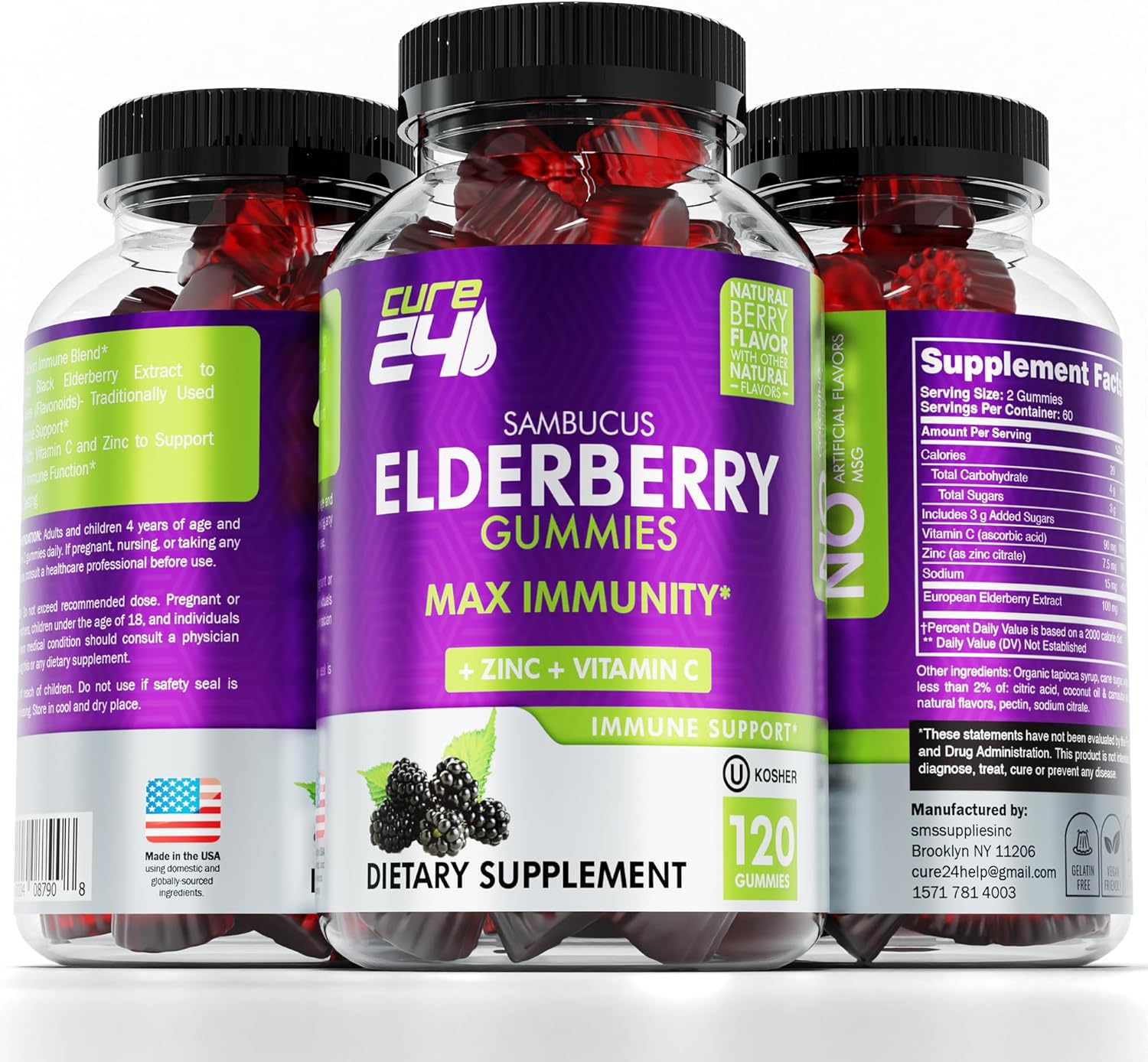 Elderberry Gummies with Vitamin C and Zinc 120 Count B555900
