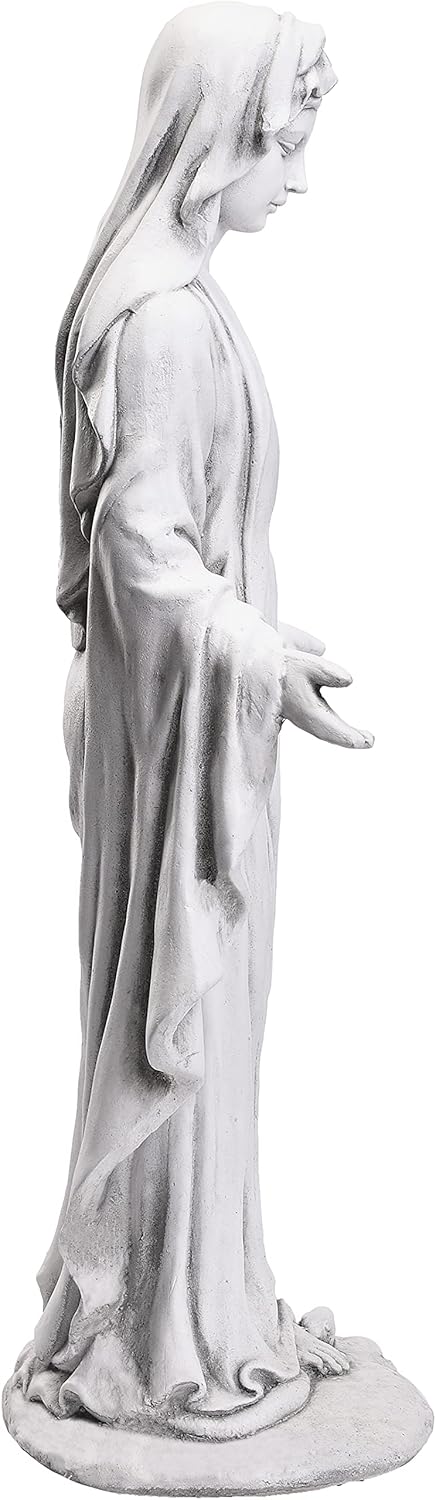 29.9” Tall Gray Magnesium Oxide Stone Virgin Mary Statue M3984