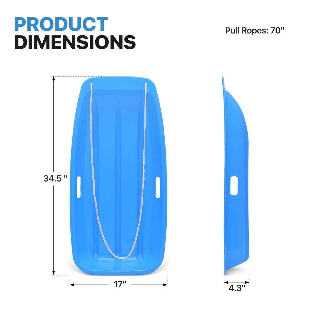 2 Pack 35" Plastic Snow Sleds with Pull Rope, 2 Handles S697