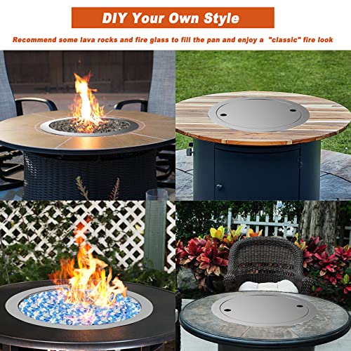 19 Inch Round Stainless Steel Drop in Fire Pit Pan Fire Bowl with Burner Ring and Protective Cover A17109