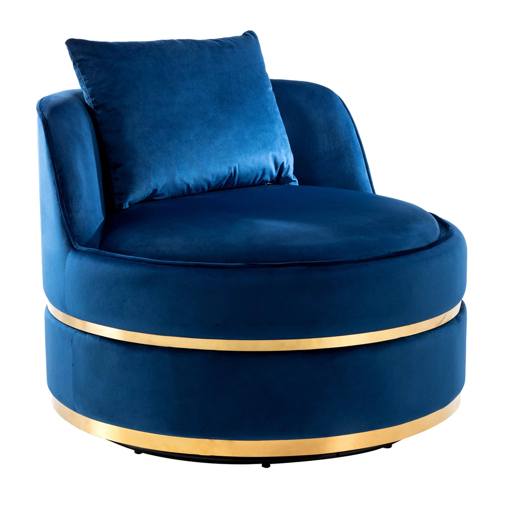 Blue Velvet Swivel Accent Barrel Chair with Seat Cushion S725312