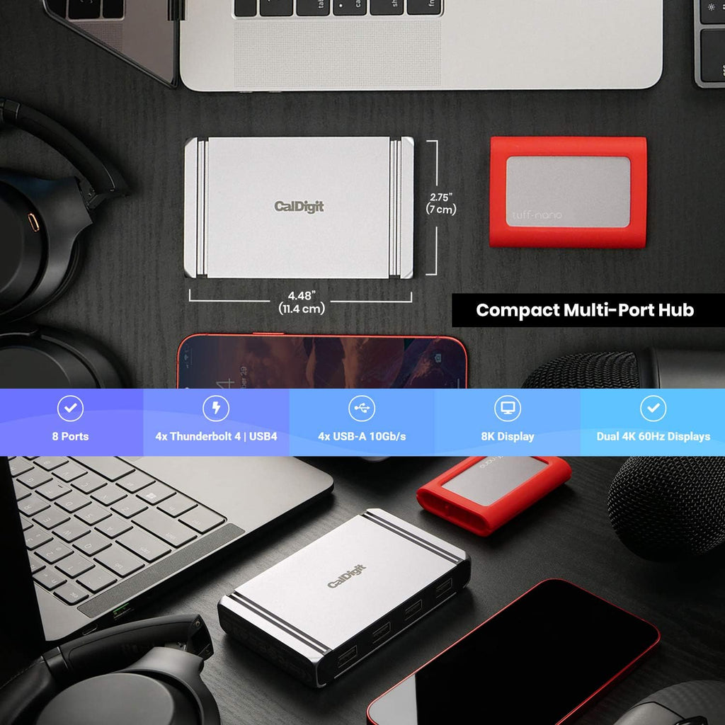 Thunderbolt 4 Multi-Port Hub with 4X Thunderbolt 4/USB4 Ports, 4X USB 3.2 Gen2 10Gb/s Ports, 60W Charging with 0.8m Cable Z911