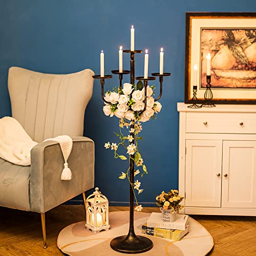 Black 5-arm 48inch Tall Metal Candle Holders D4269