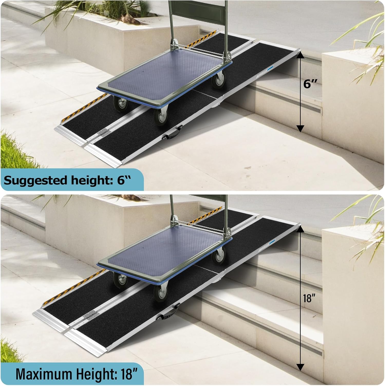 6FT Non-Slip Aluminum Folding Wheelchair Ramp O409369