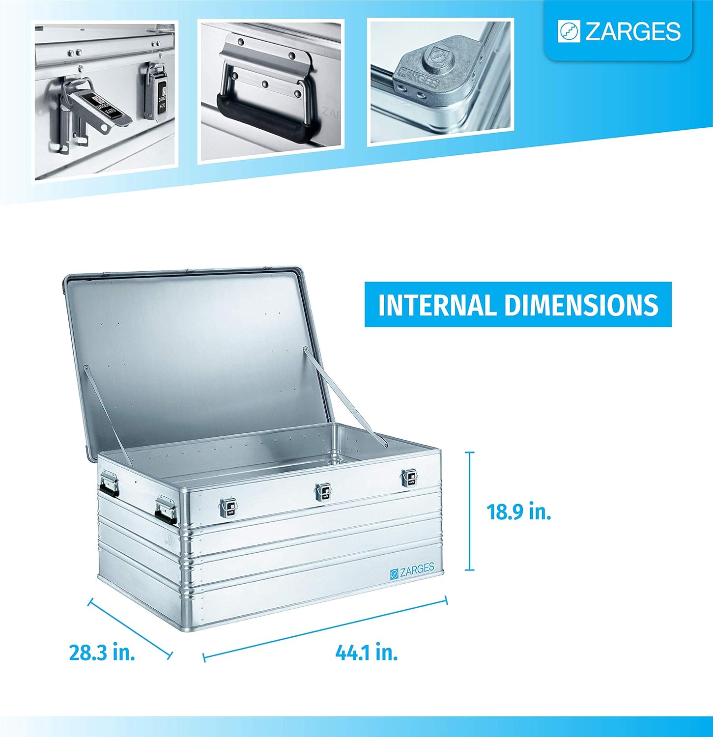 Aluminum Hard Protective Carrying Case, Stackable Storage, Safe Lock Box (44.1 x 28.3 x 18.9 Inches) V9770