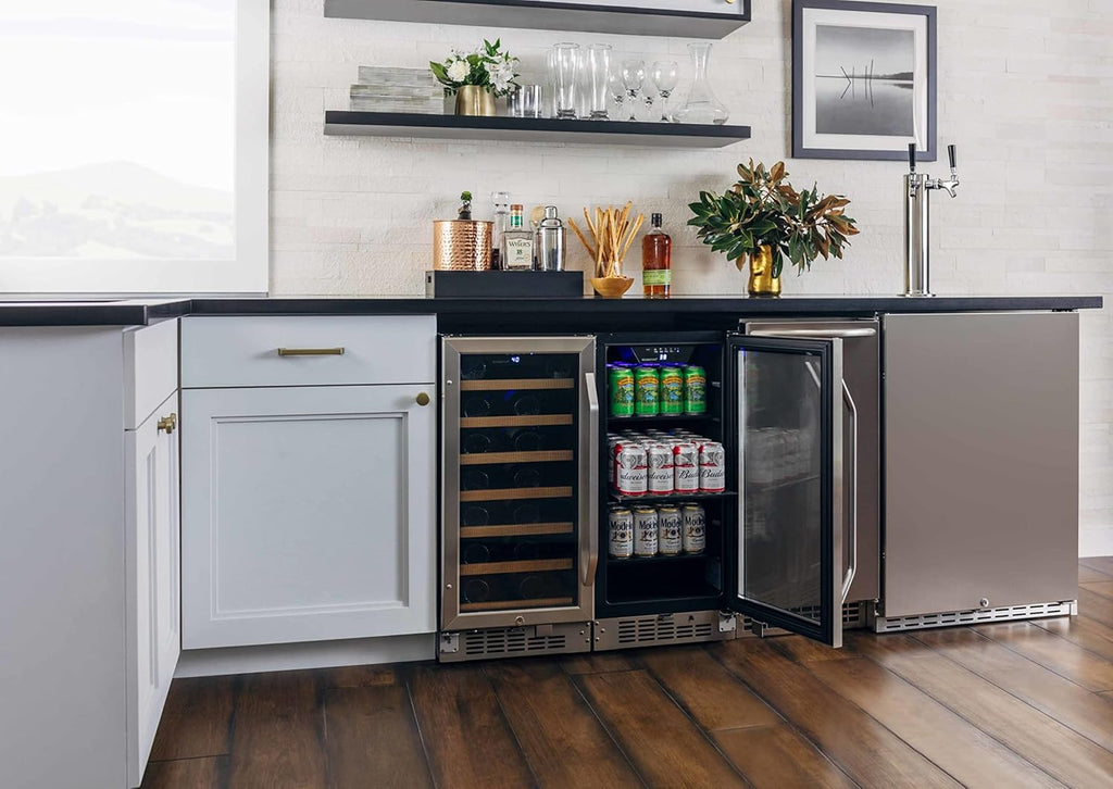 15 Inch Wide 80 Can Built-In Beverage Cooler with Blue LED Lighting P5064