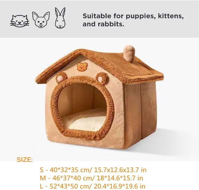 Plaid Cat Bed Cave with Removable Cushion E5647