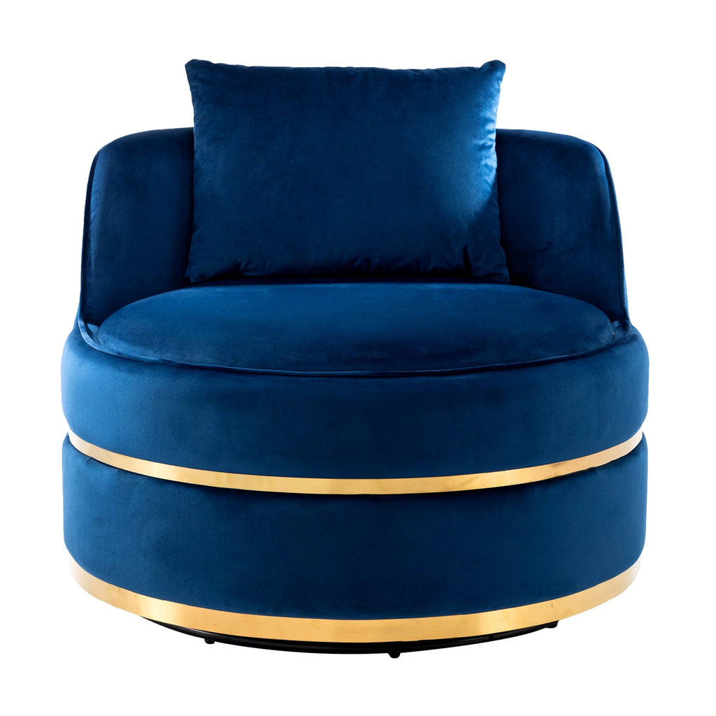 Blue Velvet Swivel Accent Barrel Chair with Seat Cushion S725312