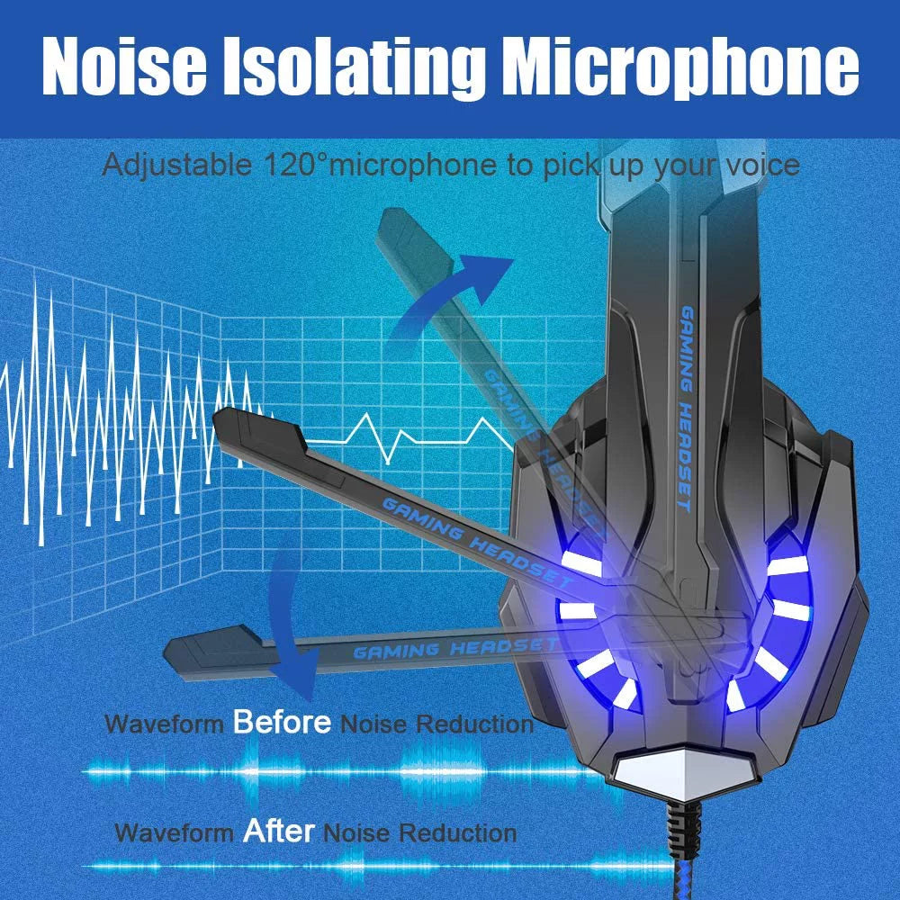 Stereo Gaming Headset with Mic, Noise Cancelling Over Ear Headphones F98841