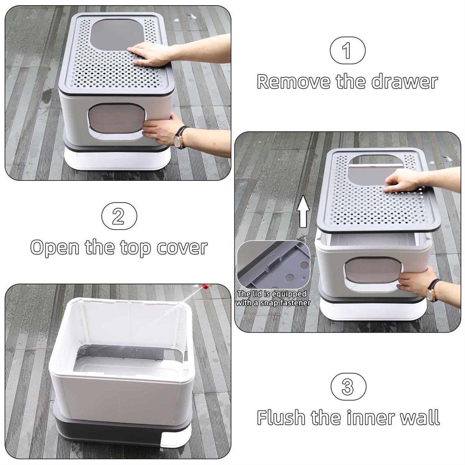 Large Top Entry Cat Litter Box with Lid H4213