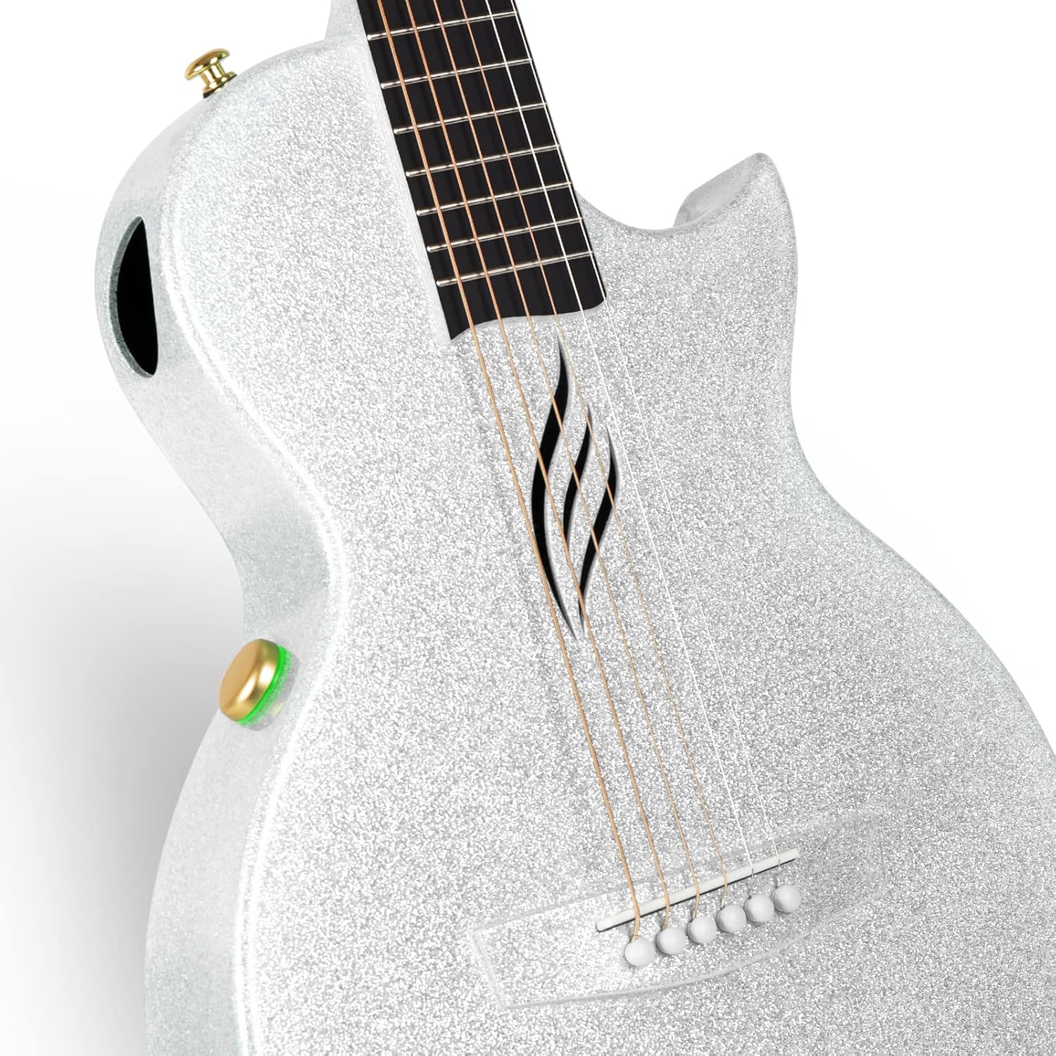 Carbon Fiber Acoustic Electric Guitar with Gig Bag, Strap, Strings, Instrument Cable (Sparkling Silver) O451561